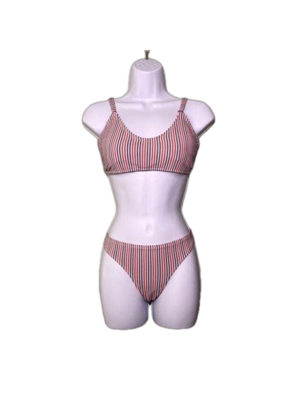 Xhilaration Red White Blue Striped Bikini Set Large Medium